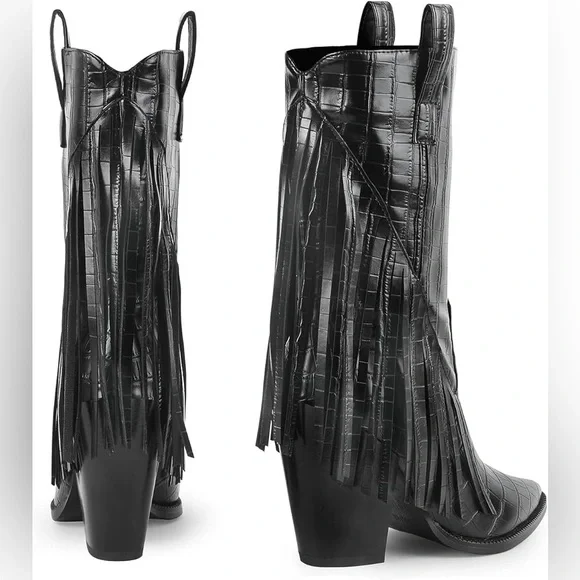 Size 9 Anthropologie x ISNOM Fringe Boots - Picture 3 of 4